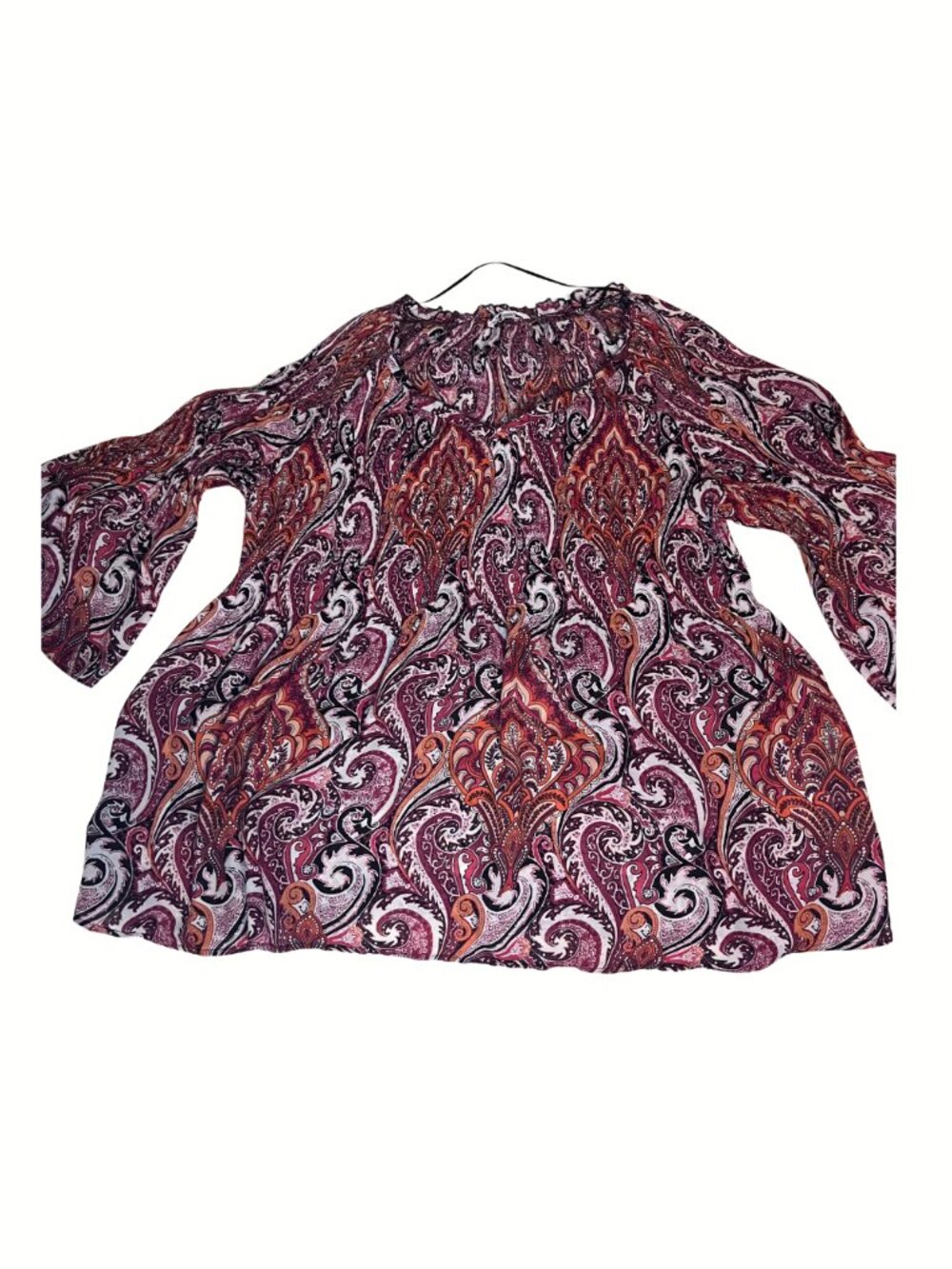 Spense Paisley Off-the-Shoulder Peasant Blouse Women’s 1X Burgundy Boho